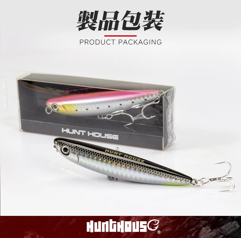 Hunthouse Topwater Pencil Angelköder 90mm/11,5g 120mm/26g Oberflächenköder WTD Top Walkers Pesca für Bass und Forelle – Detail 12