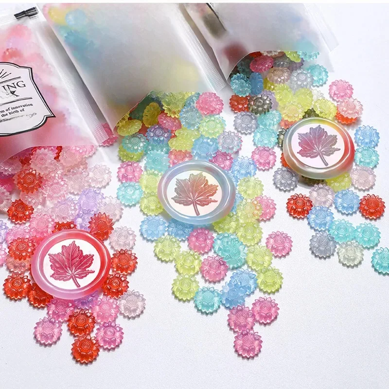100 stks Doorschijnende Zonnebloem Zegellak Kralen DIY Envelop Brief Huwelijksuitnodiging Scrapbooking Knipperende Afdichting Stempel - afbeelding 2