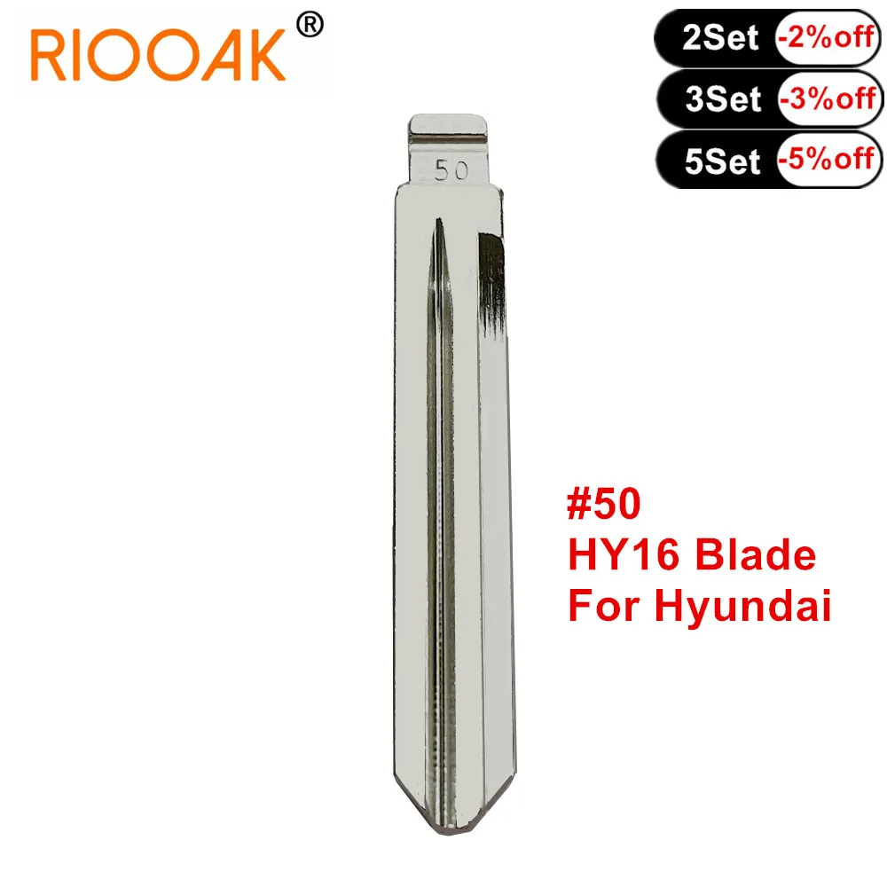 10Pcs #50 HY16 Metal Uncut Flip Key Blade Fit Hyundai Accent Elantra Kia Compatible KD VVDI Car Remote Replacement Blank Key