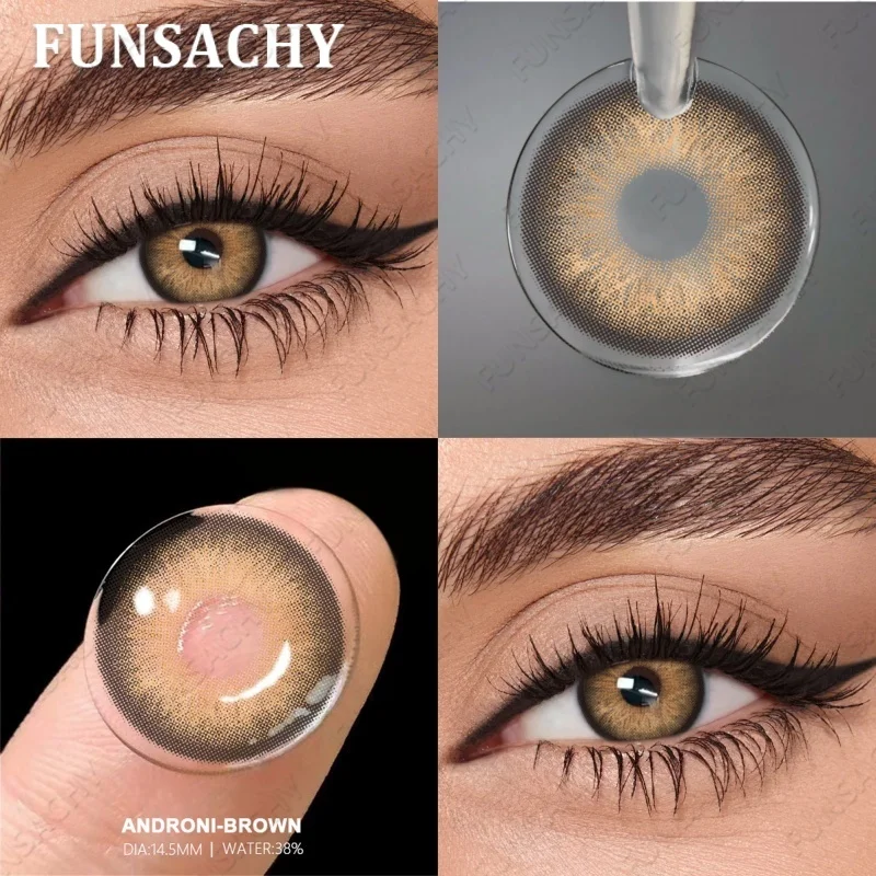 FUNSACHY 1 Paar ANDRONI farbige Kontaktlinsen, 14,5 mm, Big Eyes Softlens, natürliche graue Pupillen, jährliche Kosmetiklinsen, blaue Farblinsen
