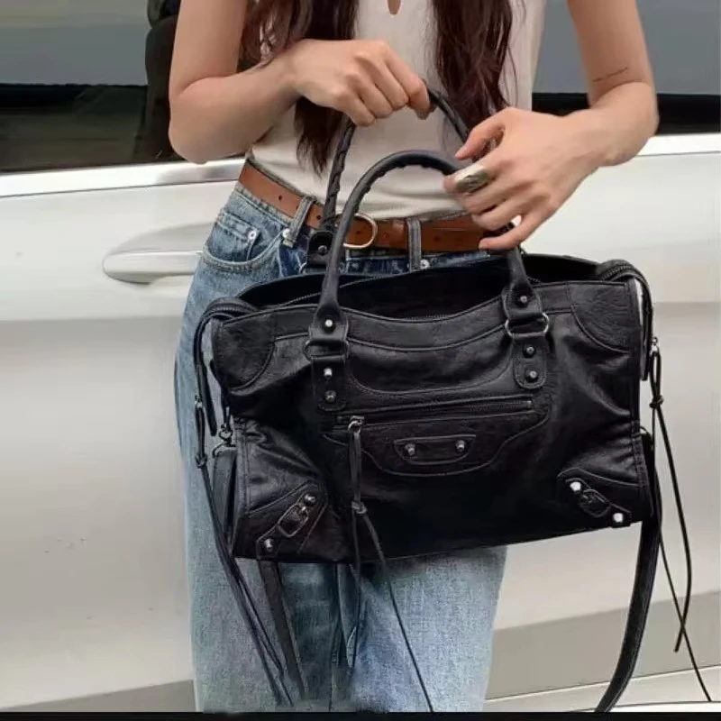 Luxury Designer City Motorcycle Shoulder Tote Bag for Women Large Capacity Autumn Winter Handbag Crossbody Stylish Women's Bag