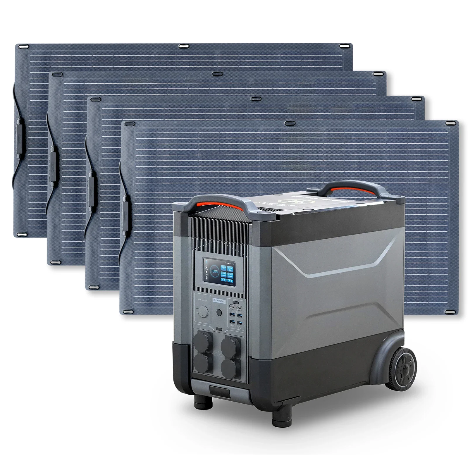 ALLPOWERS-Painel Solar Flexível, Módulo PV 100W 200W 300W 400W com Bateria LiFePO4 Backup 3600Wh
