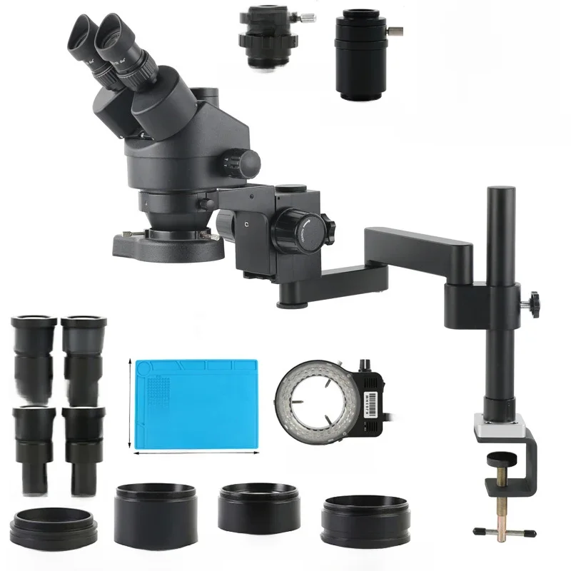 3.5X-180X klips na pulpicie stereofoniczny mikroskop trójokularowy biżuteria lutownica monety telefon PCB 55MP 4K 2K elektroniczne szkło powiększające — zdjęcie 2