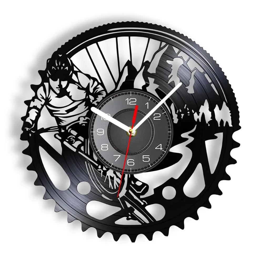 AliExpress Mountain Bike Vinyl Record Wall Clock Extreme Cycling Silent Clock Biking Art MTB Bicycle Vintage