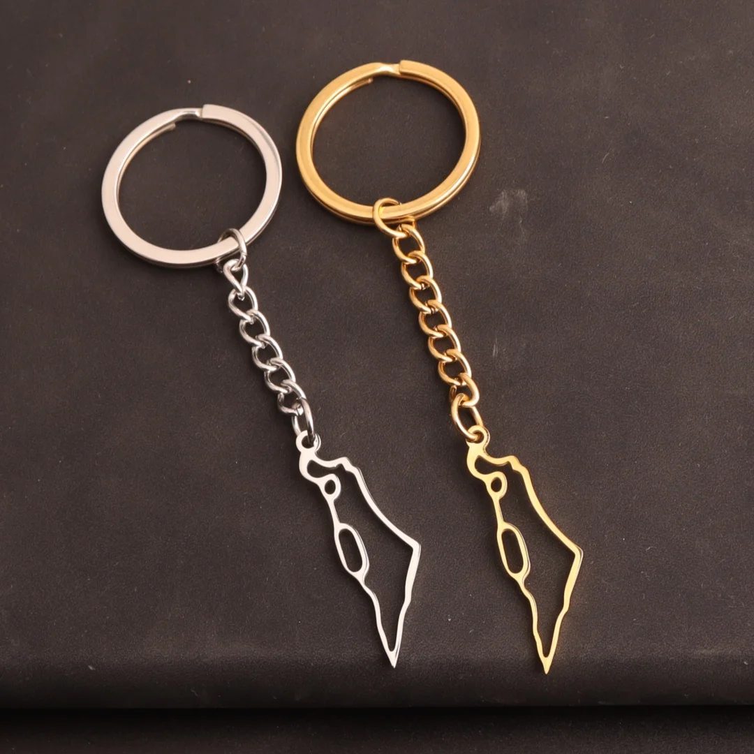 Palestine Map keychain With Arabic Calligraphy Stainless Steel Motivational Palestine keychain Jewelry Gift