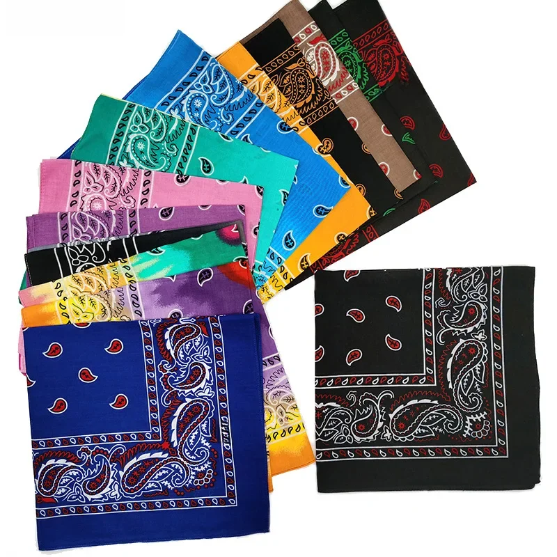 New Design Fashion Hip Hop Cotton Bandana Square Cashew Scarf Headband Tie Dye Black Red Paisley Gifts For Women/Men/Boys/Girls