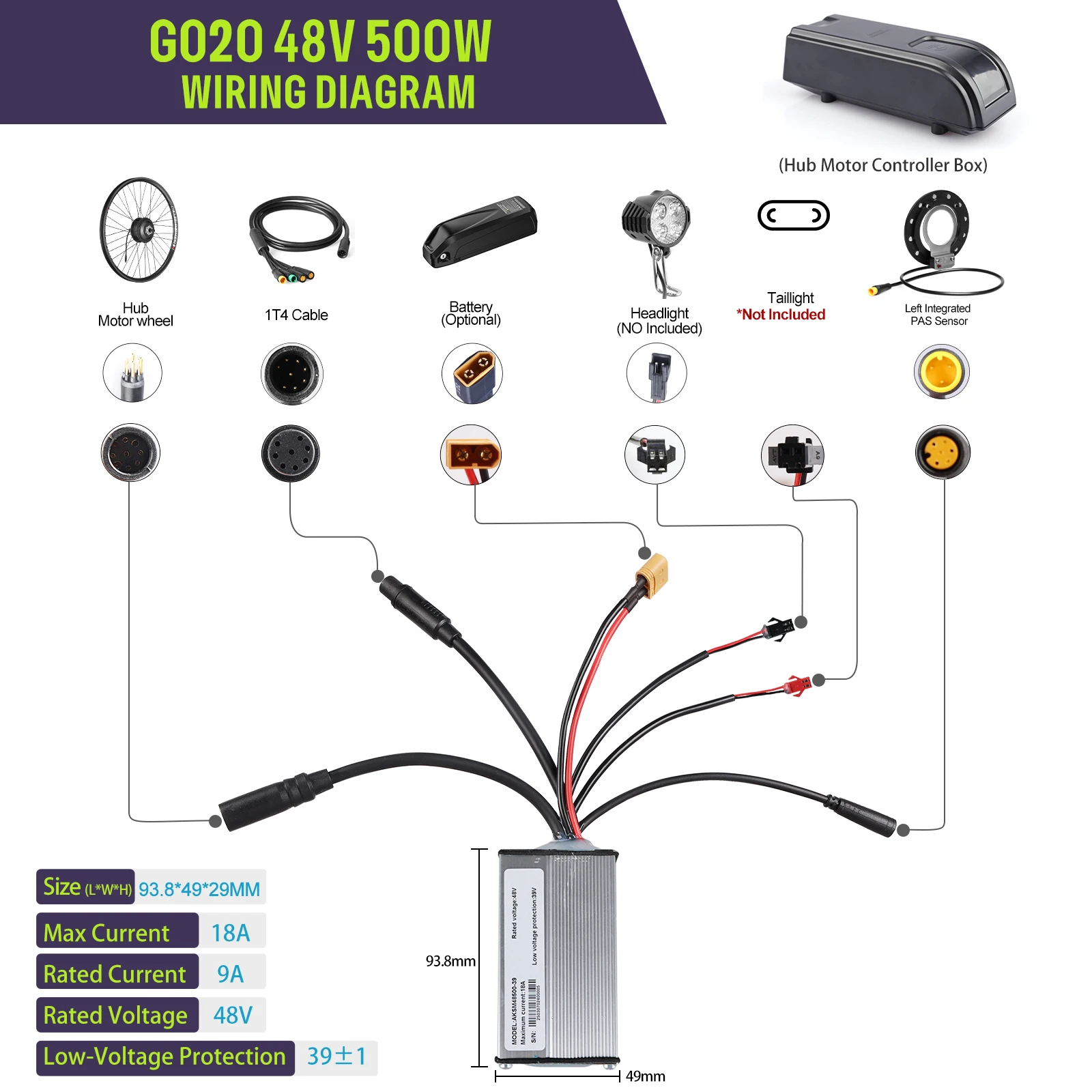 [Im Angebot ] Bafang 48V 500W G020 Radnabenmotor mit Hinterradantrieb und Scheibenbremse, Elektrofahrrad E-Bike Umbausatz passend für Fahrrad Laufradgröße 26", 27.5", 28", 29", 700C, und Kassette 135-142mm – Detail 9