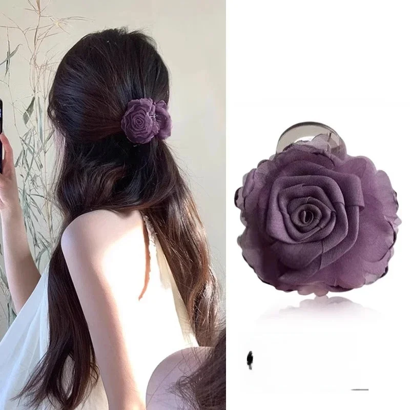 Pince à cheveux élégante en forme de rose pour femmes et filles, ornement capillaire floral, pince à cheveux tendance, accessoires de mode pour cheveux