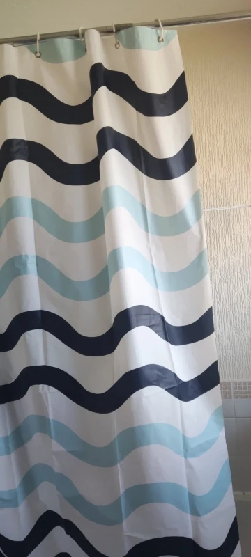 Two-Color Wavy Pattern Shower Curtain, a Simple Yet Design-Savvy Dry-Wet Separation Partition Shower Curtain photo review
