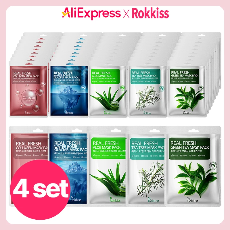 Rokkiss Real Fresh Mask Pack 5 Types 50pieces, 4set