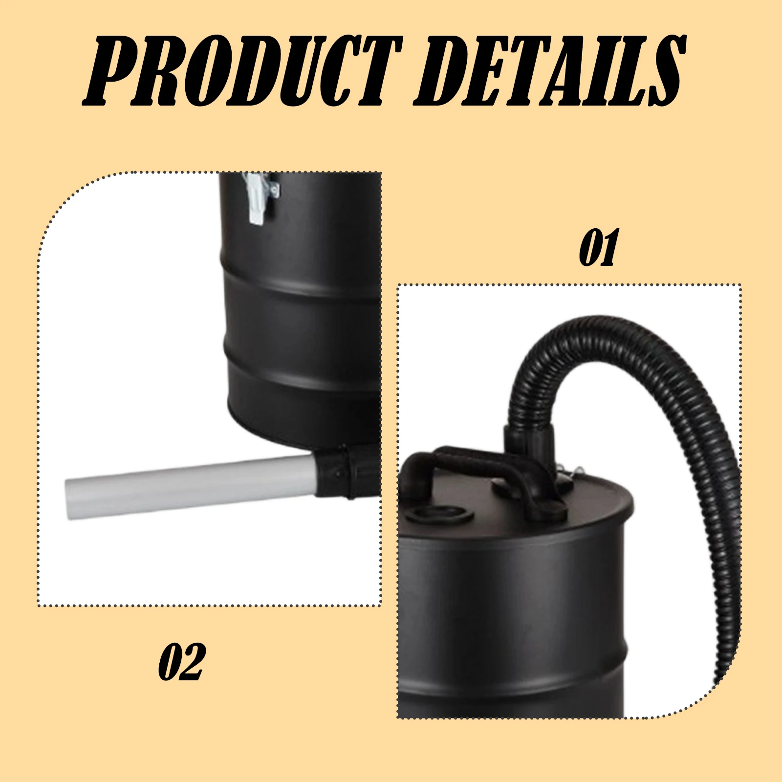 Portable Ash Canister Vacuum Cleaner Dust Collector Bucket With Filter Element Flexible Hose for BBQ Grills Grills Wood Stoves
