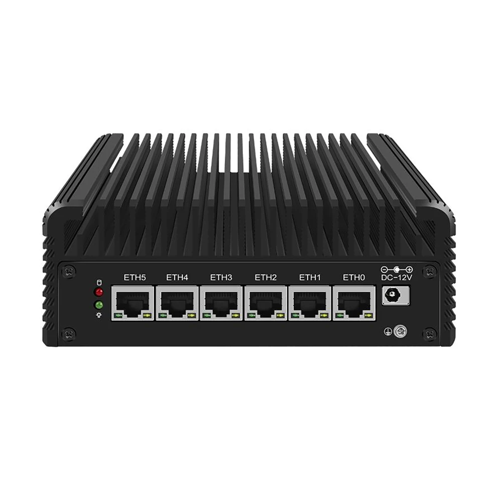 HUNSN alat Micro Firewall, PC Mini, VPN, PC Router, RJ24, Intel U300, AES-NI, 6 x 2.5GbE I226-V, HDMI, DP, USB3.2, tipe-c, TF