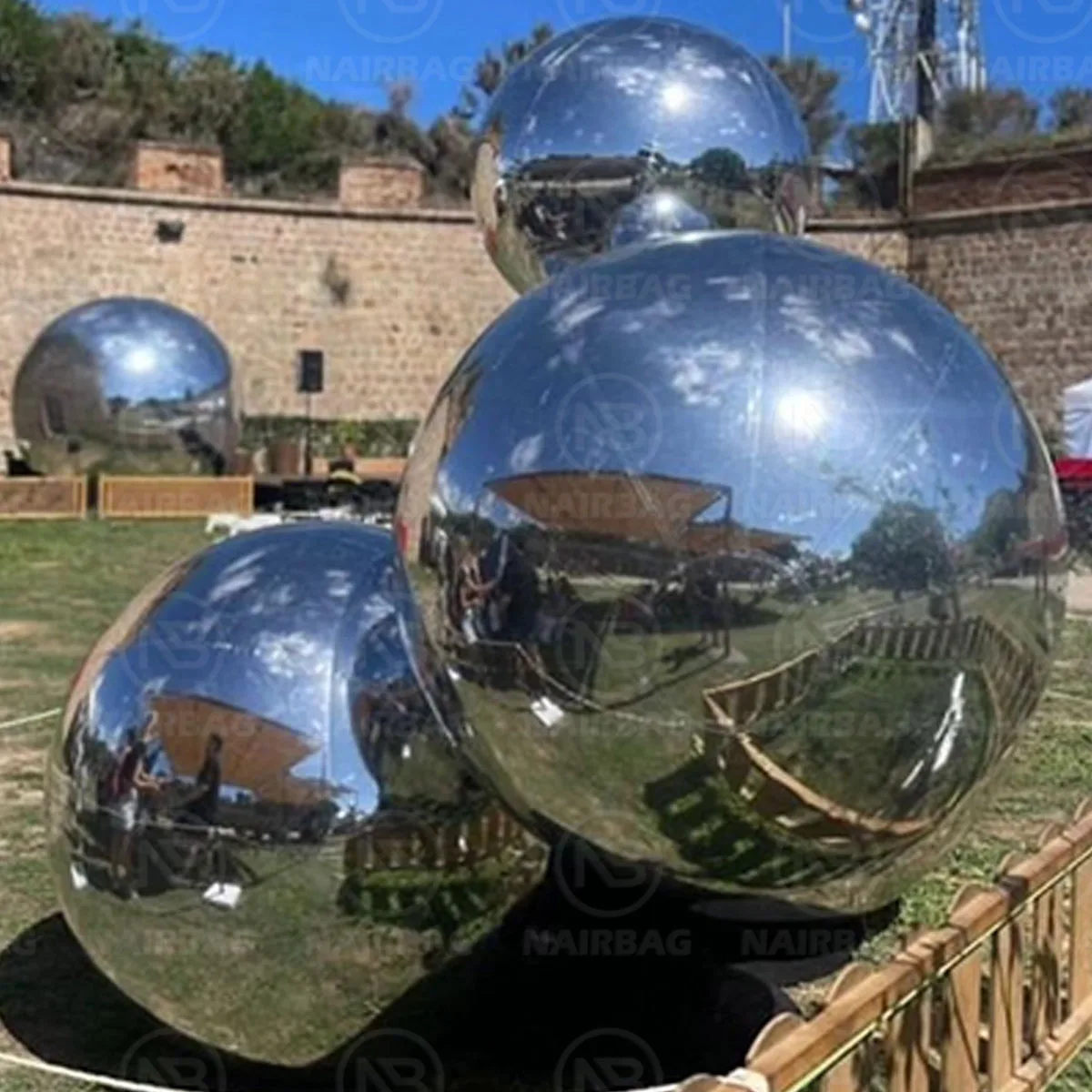 Boule miroir gonflable réfléchissante en PVC, pour fête de mariage, usage Commercial, boule Disco gonflable décorative pour cour de vacances en plein air brillante