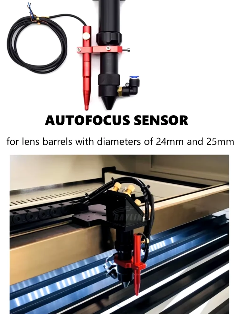 Sensore di messa a fuoco automatica laser Co2 Sensore di messa a fuoco D24mm e 25mm Asse Z per tavolo motorizzato automatico su e giù per tubo sterzo laser