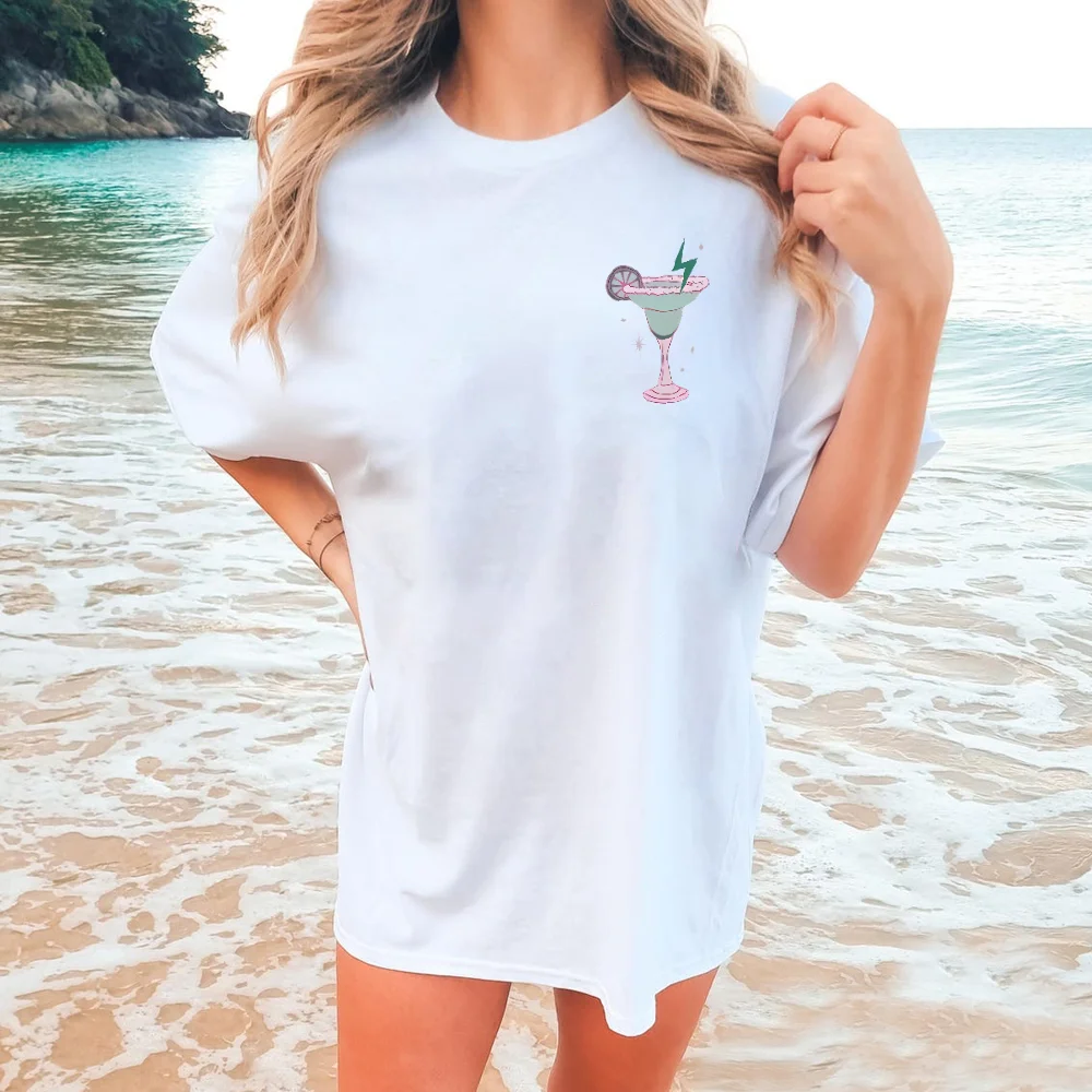 Women's TANNED and TIPS Letter Graphic Tees Vintage Loose Beach T-shirt Double-Sided Oversized S-5XL Causal Tops Street Clothes