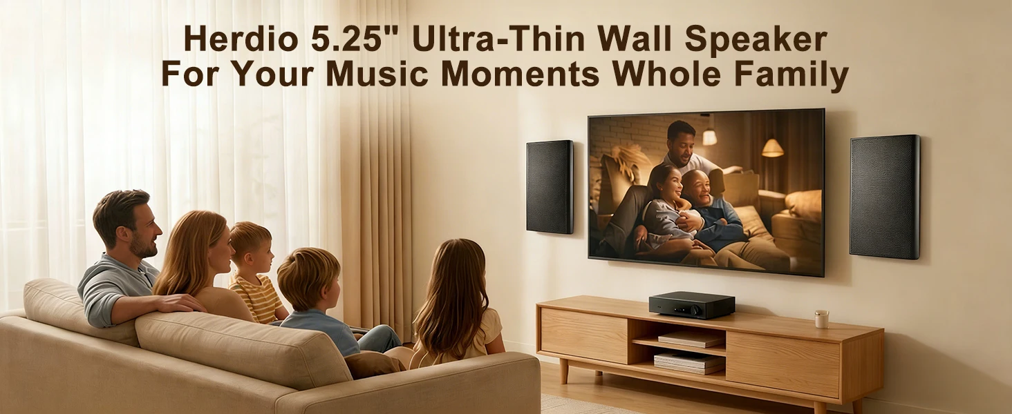 Herdio 5,25 Zoll 240W Ultra-Schlanke Wandmontierbare Heimkino-Lautsprecher Klarer Klang Langlebig für Immersive Heimunterhaltung 2 Stück – Detail 1