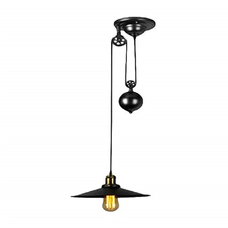 Lámpara europea ajustável com elevador antiguo ø300mm, base e27, negra