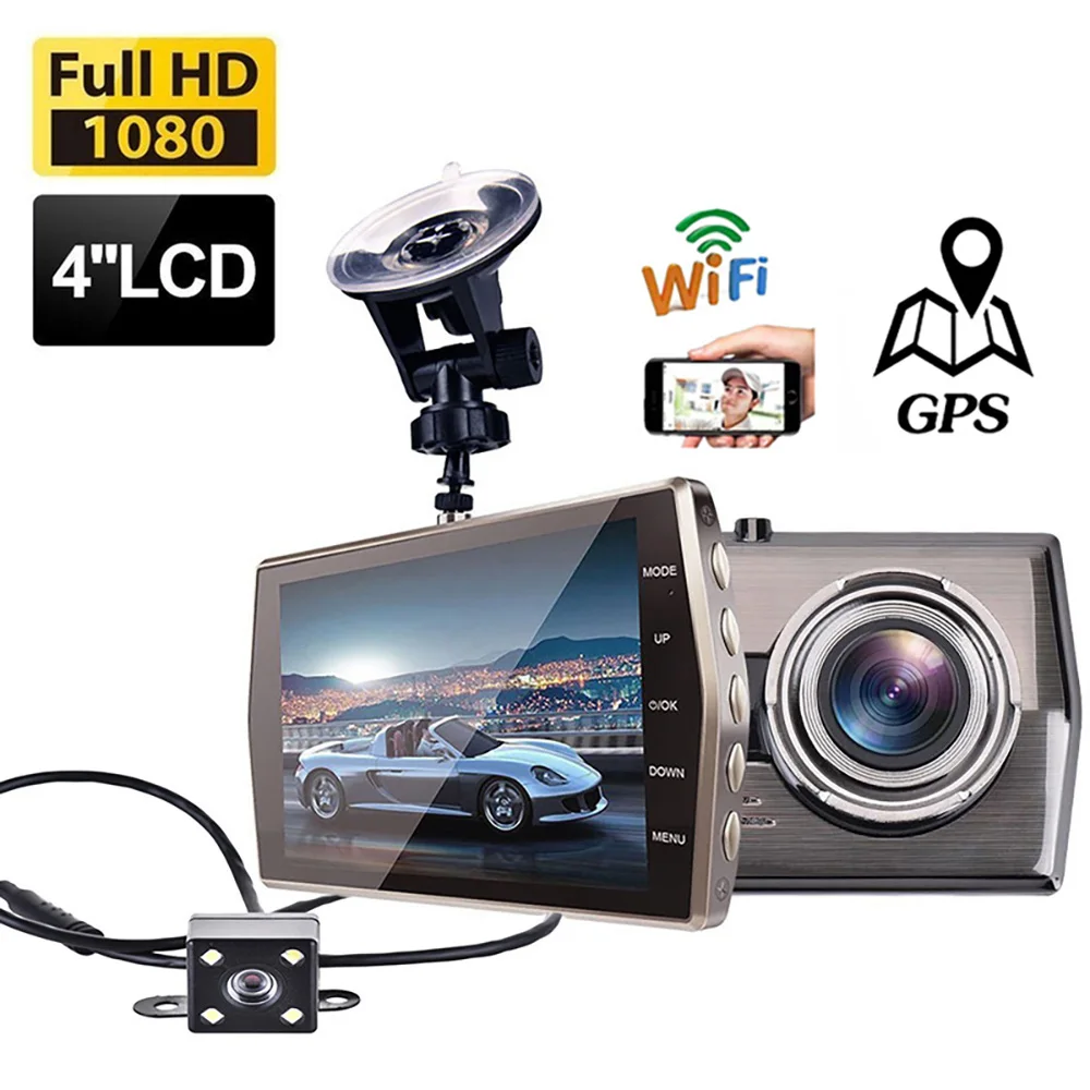 Car DVR WiFi GPS Dash Cam 1080P Full HD Drive Video Recorder Car Accessories Black Box Front Rear View Car Reversing Camera