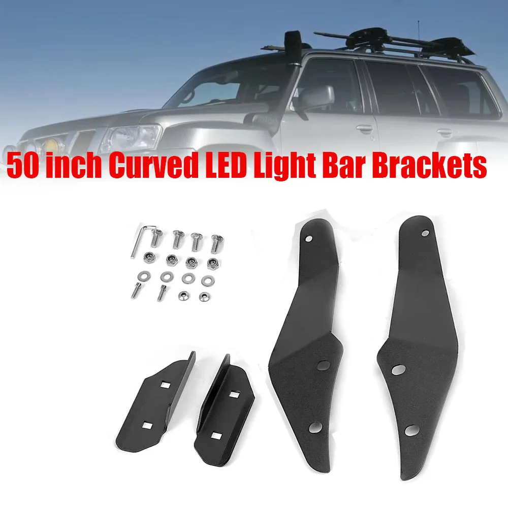 50 inch Curved LED Light Bar Brackets Windshield Holder Side Hole For Nissan Patrol Y61 For Toyota Land Cruiser 80