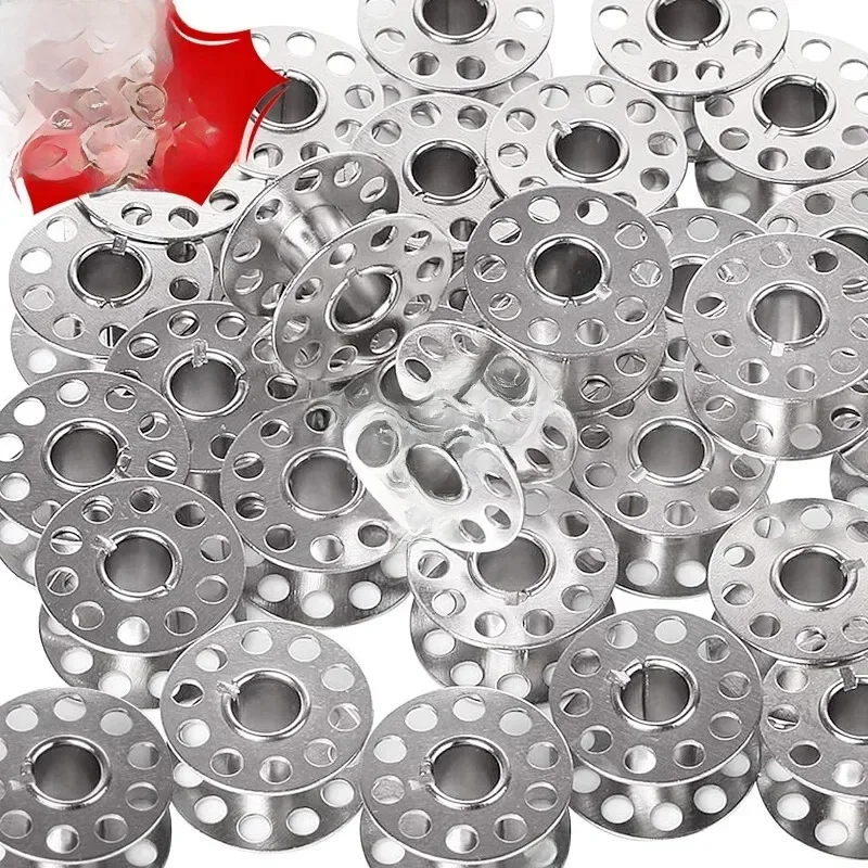 Machine à coudre domestique, rouleau de bobine, bobines métalliques, bobine vide en acier inoxydable pour enroulement de fil de soie, pièces de couture pour frère