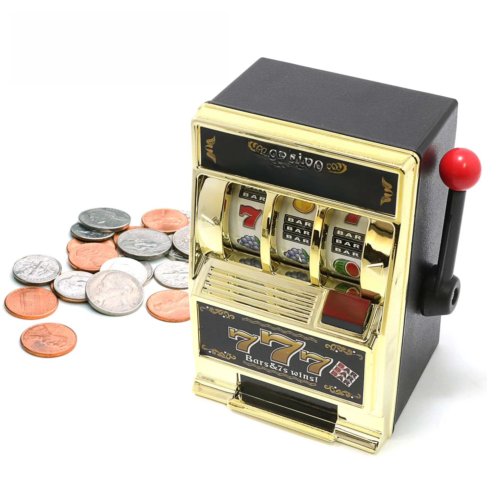 Aqumotic-Tirelire avec coffre-fort pour pièces de monnaie, machine à sous, jouet amusant, sans musique, sans lumières, machines porte-bonheur, outils de fête, 13.5cm