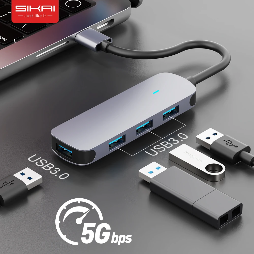 

4 Port USB 3.0 Hub 5Gpbs High Speed Multi USB 3.0 2.0 Splitter Adapter for Lenovo Xiaomi Macbook Pro Air PC Computer Accessories