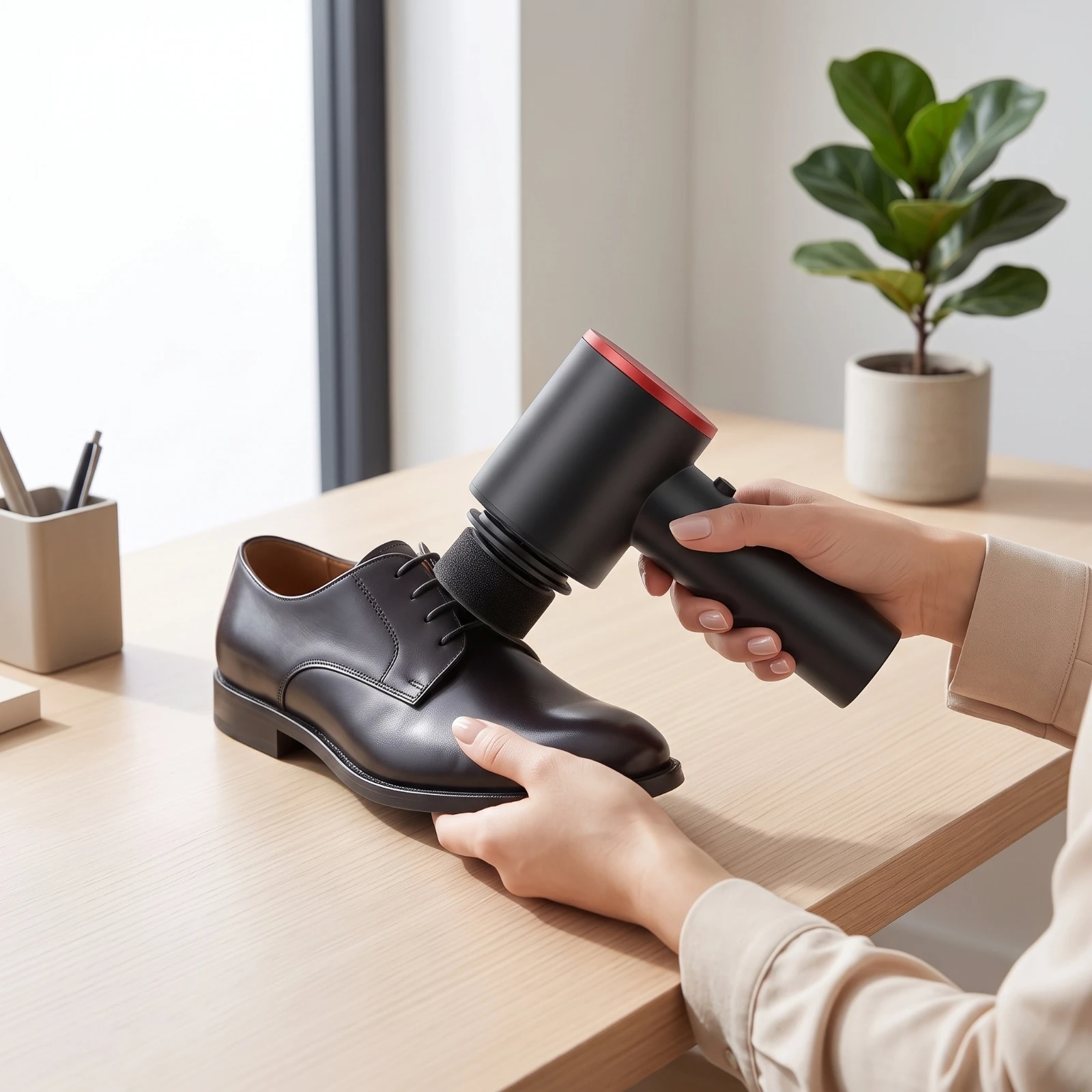 Electric Shoe Shine Machine Rechargeable Electric Shoe Polisher Portable Handheld Leather Polisher for Professionals, Jet-Setter