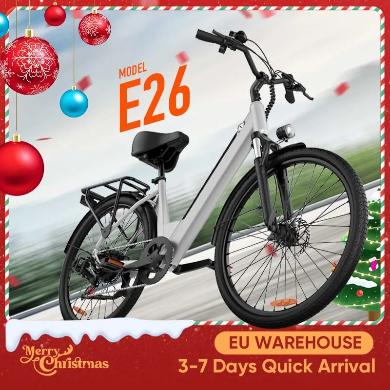 Urlife 750W e-bike banlieue 26x2 "pneus 36V 13Ah écran LCD amovible vitesse 7 vitesses freins à disque hydrauliques pour adultes