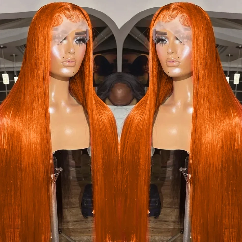 40 inch 13x6  hd lace front human hair wig orange wig 13x4 Straight For Women Choice Brazilian cheap wigs on clearance