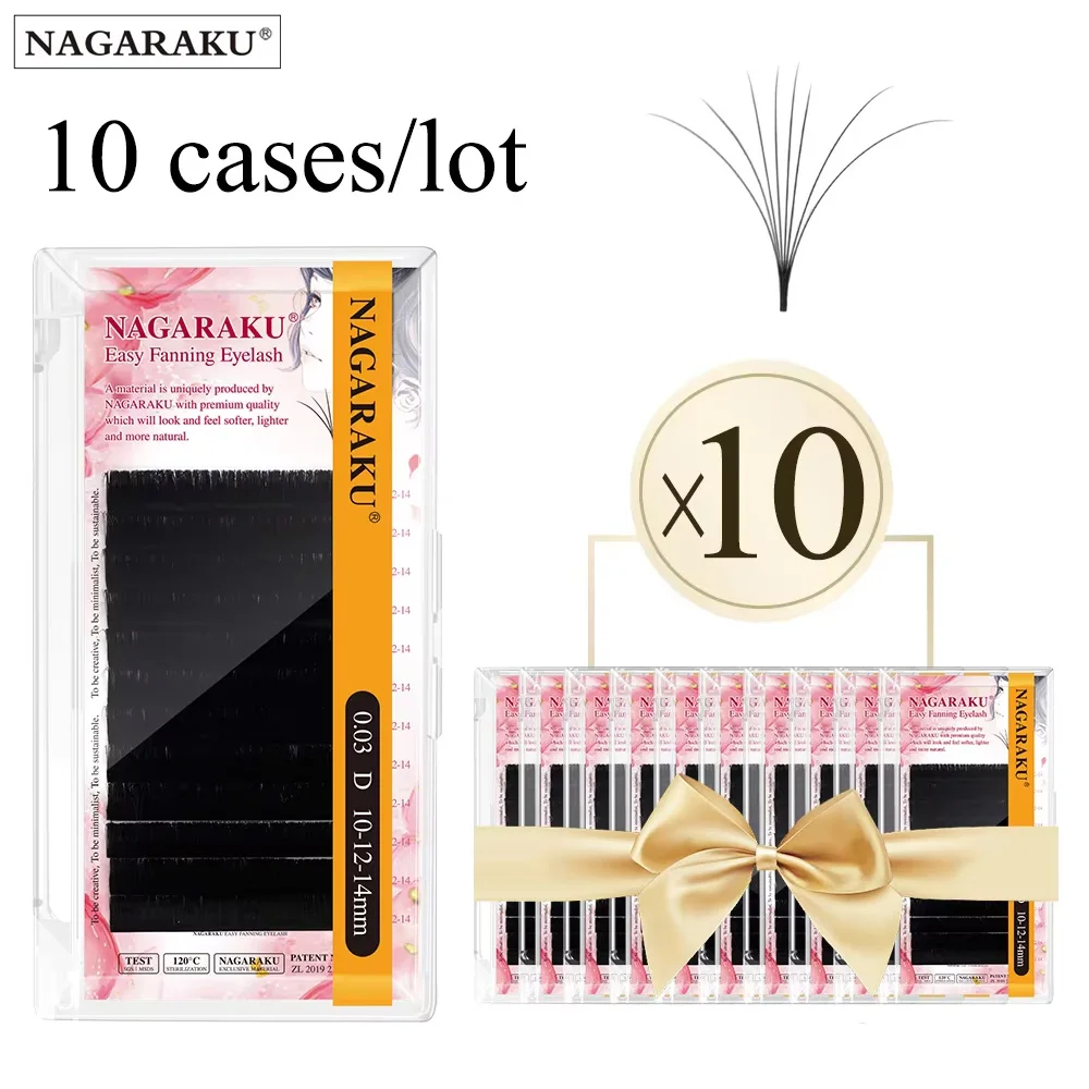 NAGARAKU 10cases new autofans eyelash easy fanning  lashes autofloracion  mega fan Russian volume two-tone lashes make up cilia