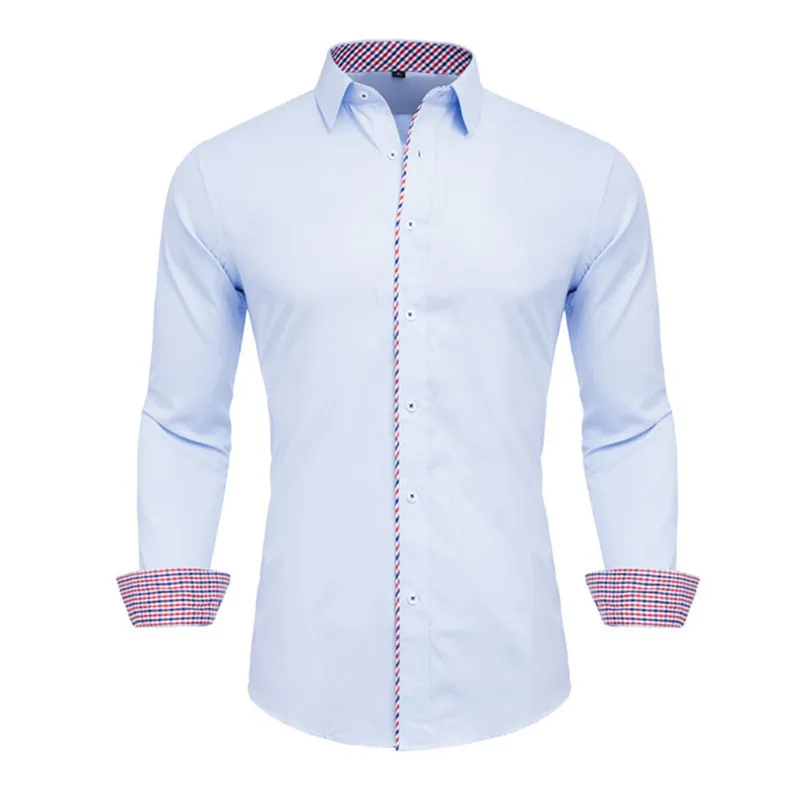 VISADA JAUNA – chemises à manches longues pour hommes, vêtements à la mode, couleur unie, 2019 coton, décontracté, marque, Slim Fit, N5126, 100%