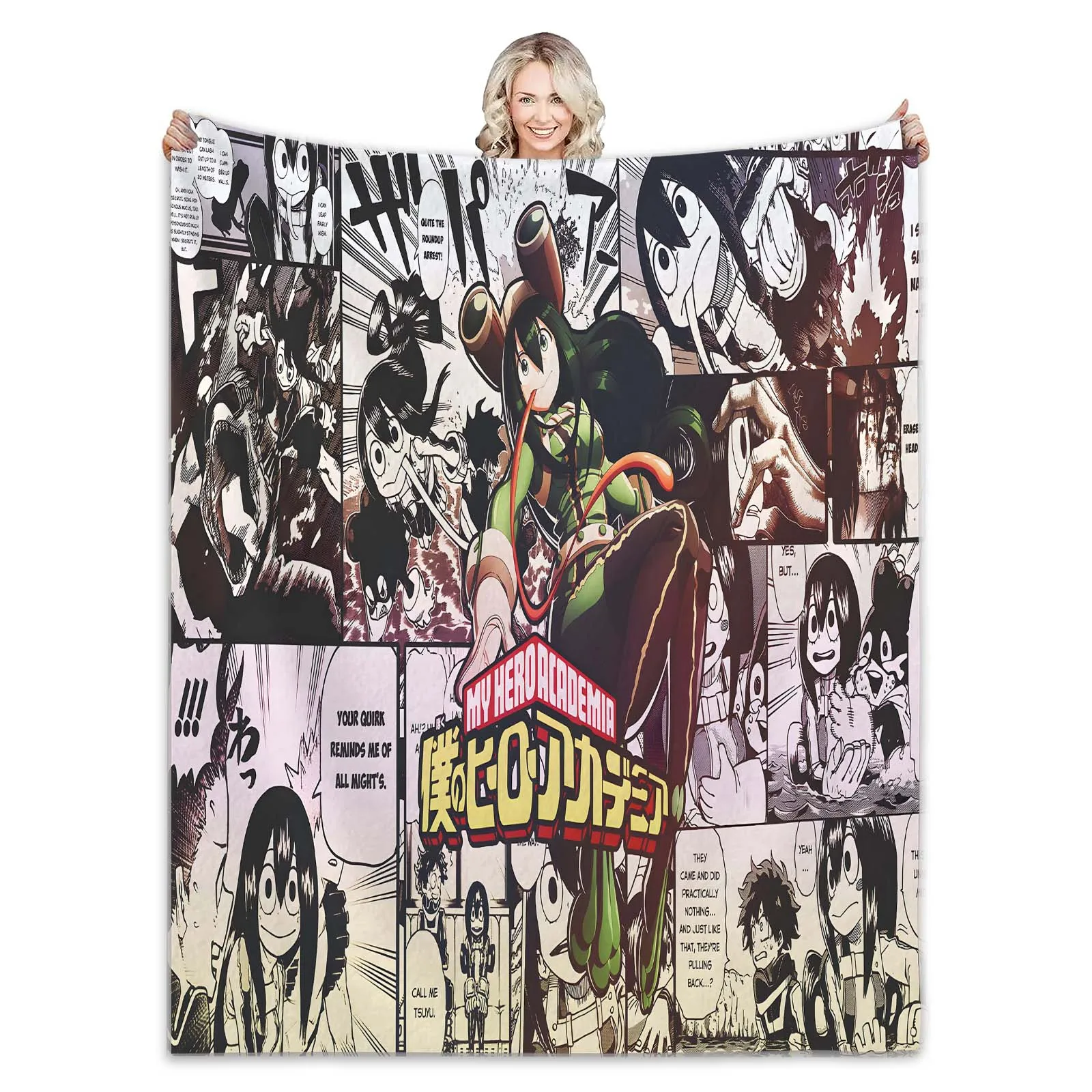 

1pc Cozy My Hero Anime Print Soft Blanket - Skin-Friendly, Casual, and Versatile Shawl for Sofa, Living Room, and Outdoor