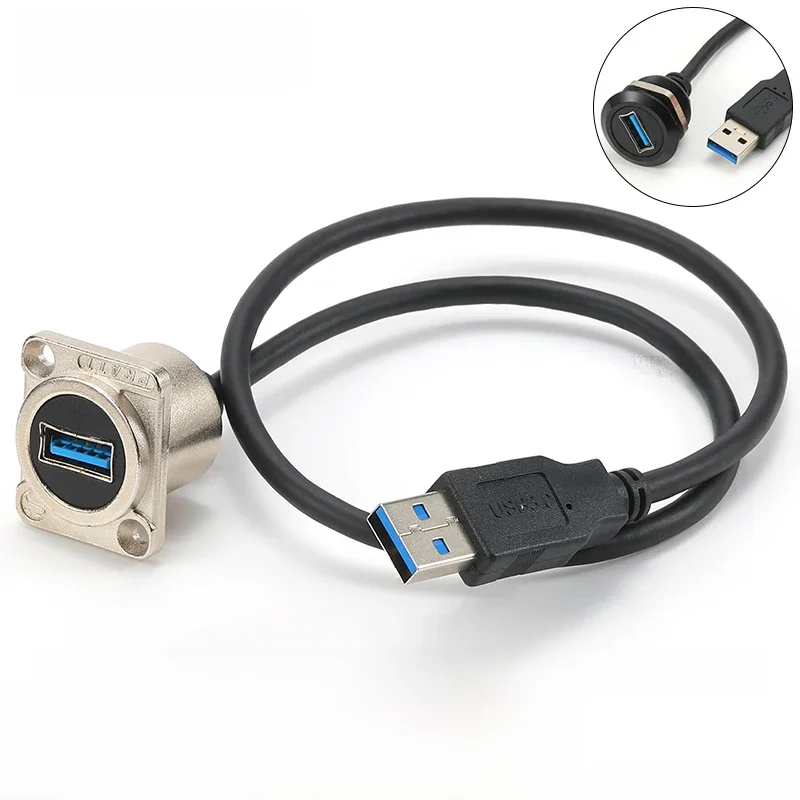 0.5-2m Metalowy przedłużacz danych USB 3.0 Złącze USB typu A Adapter do montażu podtynkowego Przewody do telefonu Samochód ciężarowy Moto Industry — zdjęcie produktu 7