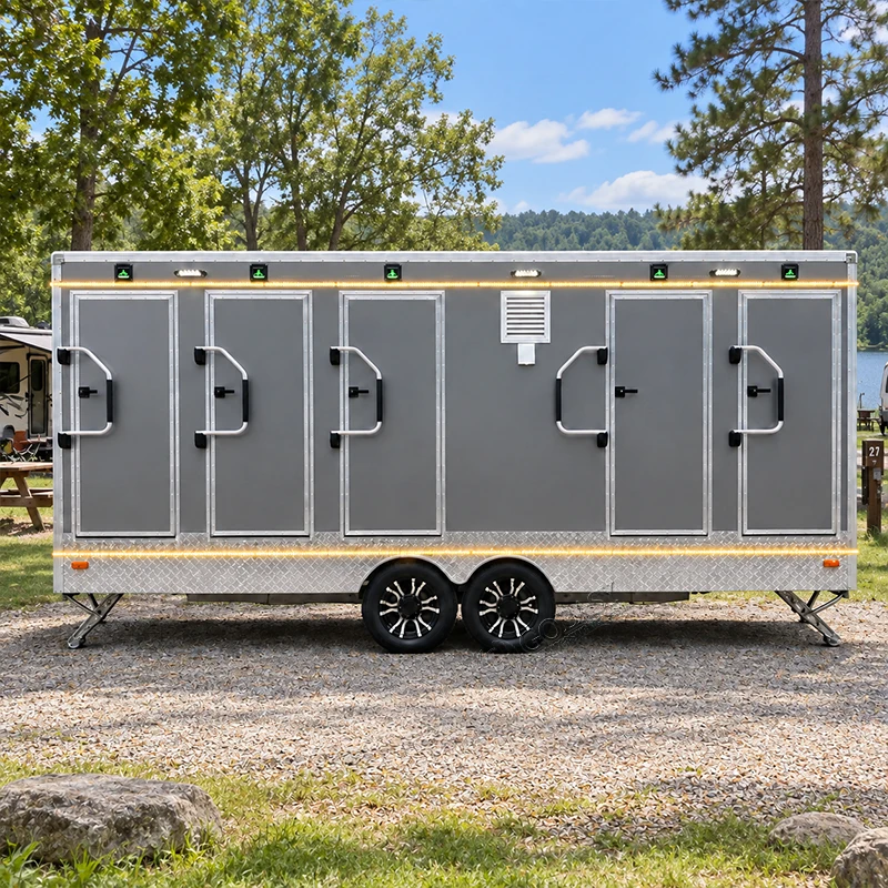 GOEASY Luxury Mobile Restroom 5 Door Trailer Portable Outdoor Bathroom with Sandwich Panel Durable & Eco-Friendly