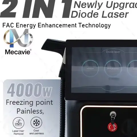 NEWEST 2 in 1 Soprano Laser 4000W Professional Diode Ice Titanium Technology  Laser Body Hair Removal Machine Portable Permanent