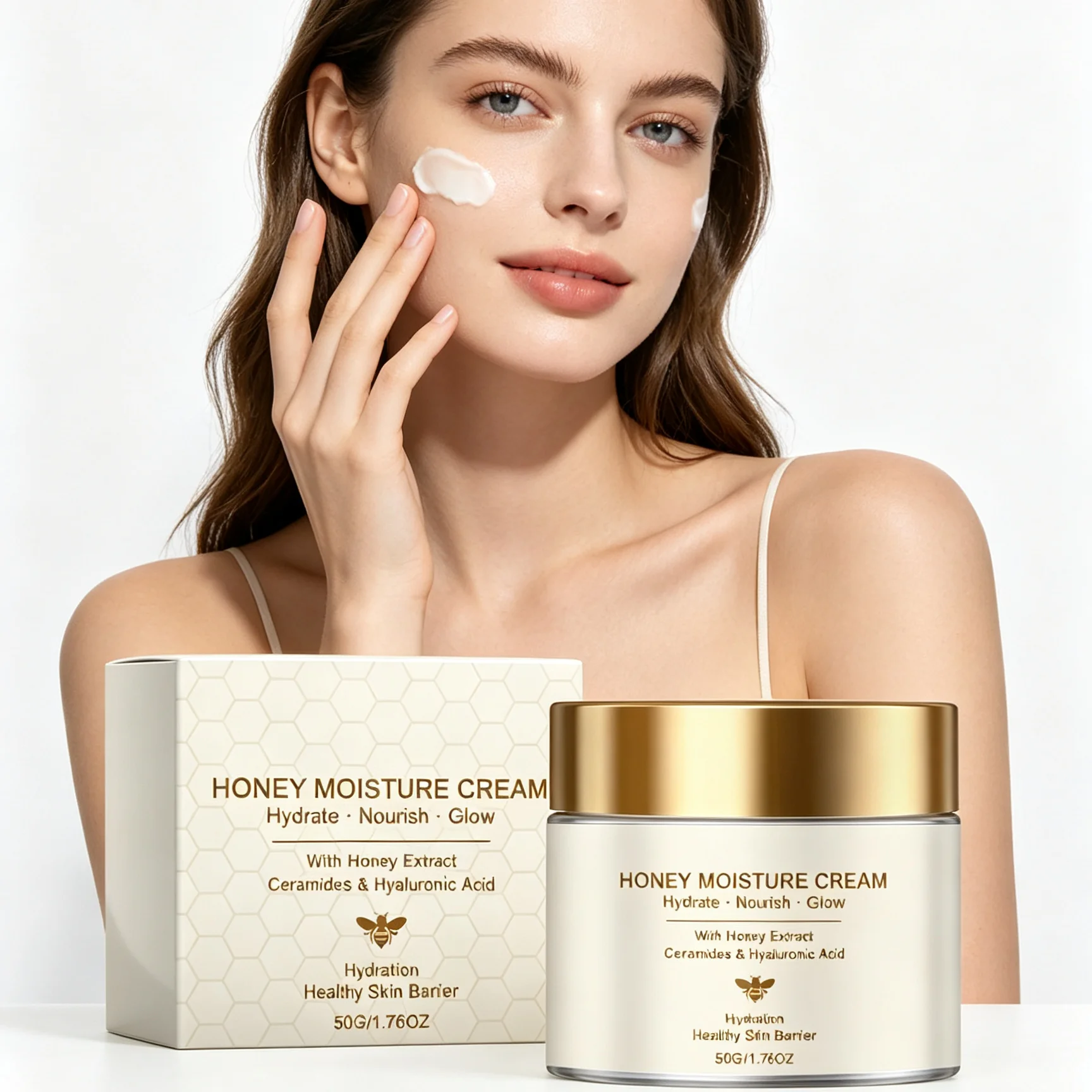 Honey Cream for Damaged Skin Barrier Repair Improve Dryness Face & Body Care Bee Venom Hyaluronic Acid Moisturizing Cream 50g