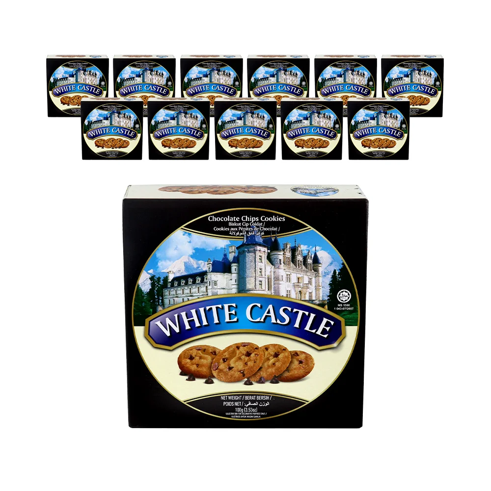 100g x 12 white Castle chocolate chip cookies