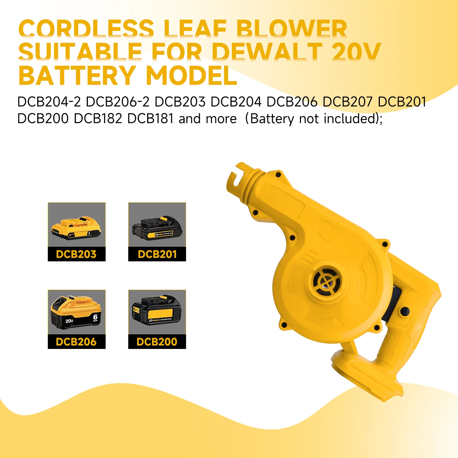 Imagem -06 - Soprador de Folhas sem Fio para Dewalt 20v Max Bateria Ventilador de ar para Local de Trabalho Ventilador Elétrico e Aspirador de pó com Alça em sem Bateria