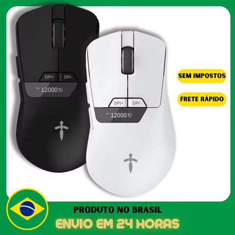 Mouse Sem Fio Gamer 12000dpi Sensor Pixart 3311 Polling Rate 2000hz PC Cor Branco Preto - Titorion