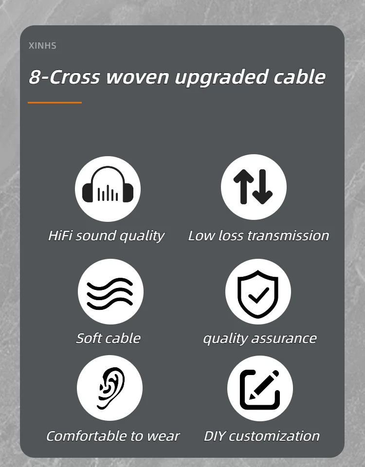 XINHS Dark Moon HiFi-Kopfhörer-Upgrade-Kabel, drei Frequenzen, symmetrisch, hohe Auflösung, 0,78 mm MMCX IE900, geeignet für Sennheiser – Detail 2
