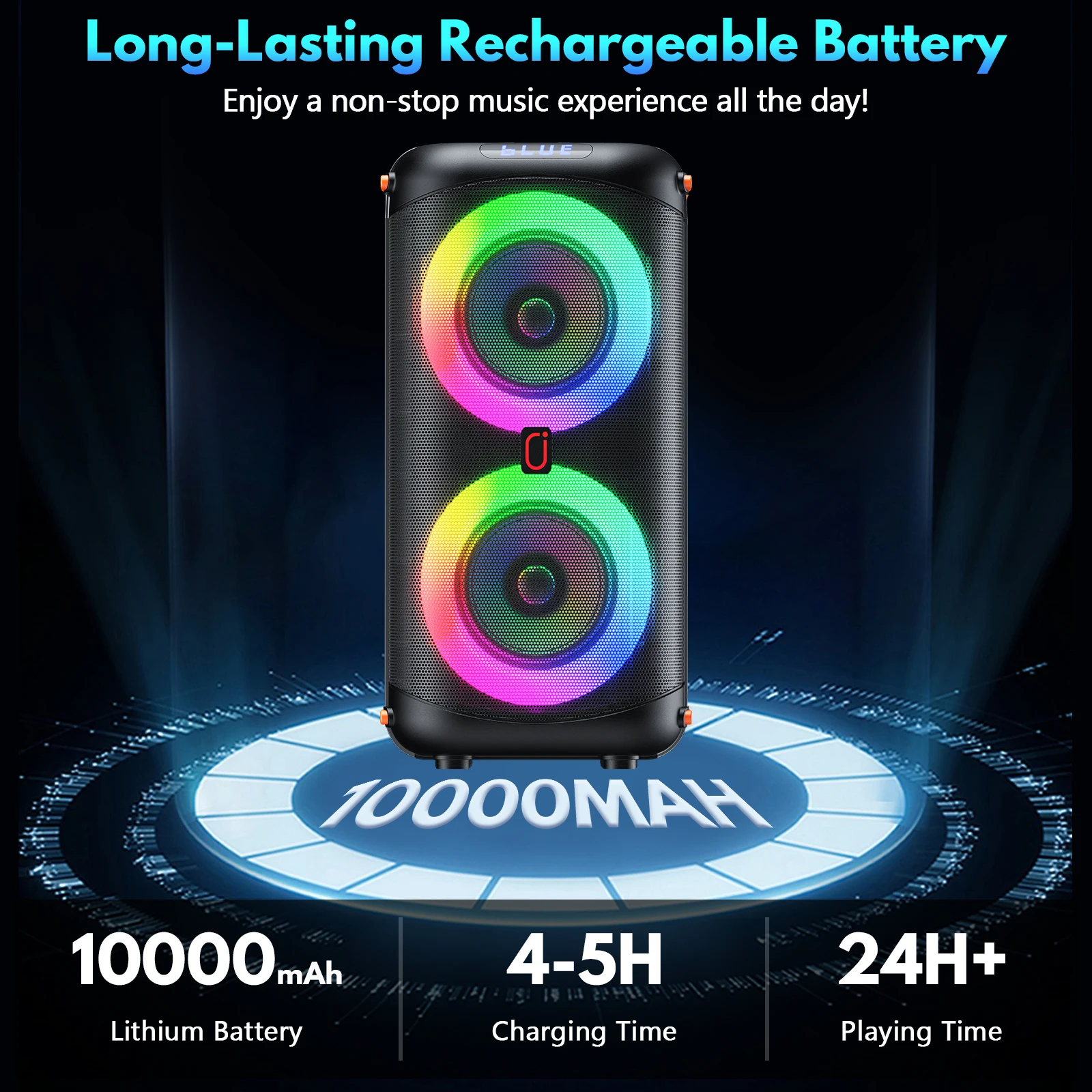 

Беспроводная Bluetooth-колонка FanFun, караоке-машина с 2 микрофонами, домашняя колонка для караоке-вечеринок со светодиодной подсветкой/аккумулятором 6000 мАч