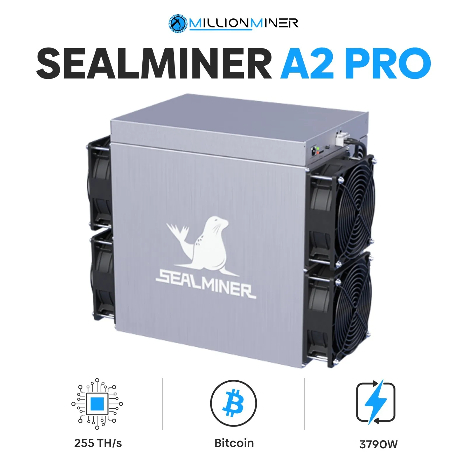 DCE Bitdeer SealMiner A2 Pro Air 255TH/s 3790W SHA-256 ASIC Bitcoin Miner com fonte de alimentação