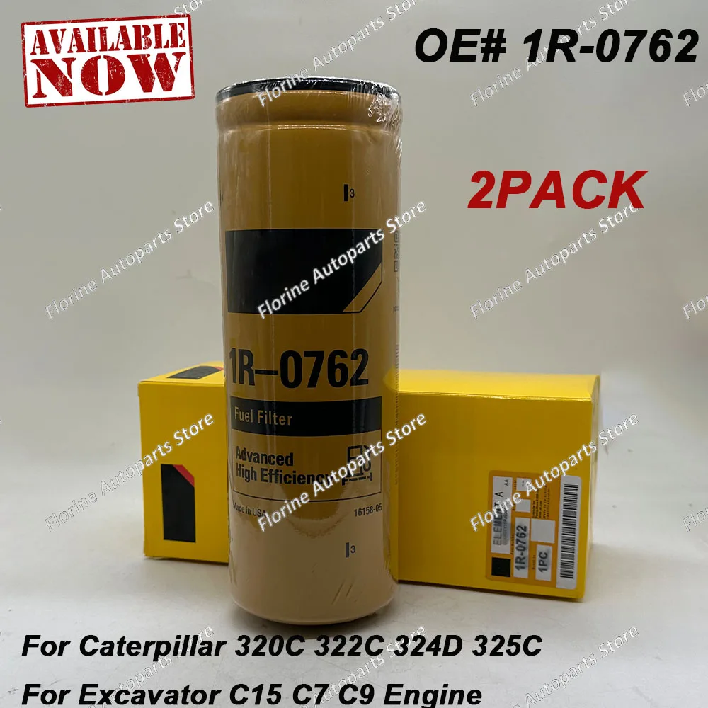 2PACK Advanced High Efficiency Fuel Filter 1R-0762 1R0762 For C-aterpillar C-AT 320C 322C 324D 325C Excavator C15 C7 C9 Engine