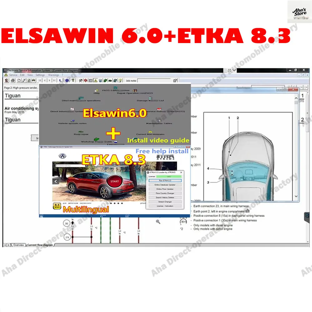 

Hot ELSAWIN 6.0 & Etka 8.3 maintenance software group vehicle electronic parts catalog, suitable for European American car model