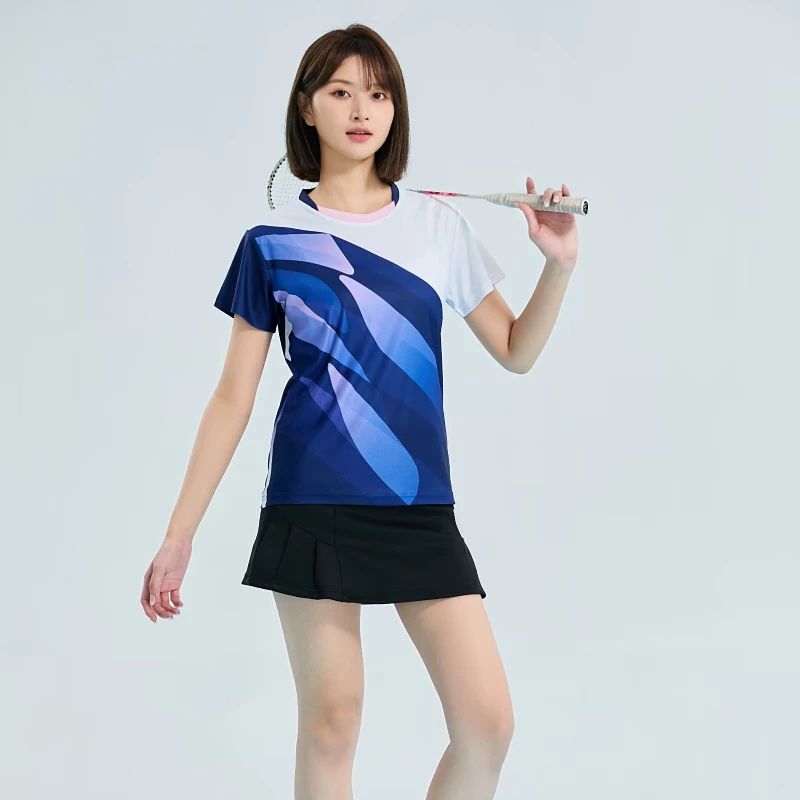 New Women's Badminton Wear Korean Fashion Girl Sports Tops Short Sleeve Quick Dry Sweat-absorbent Tennis Training T-shirts