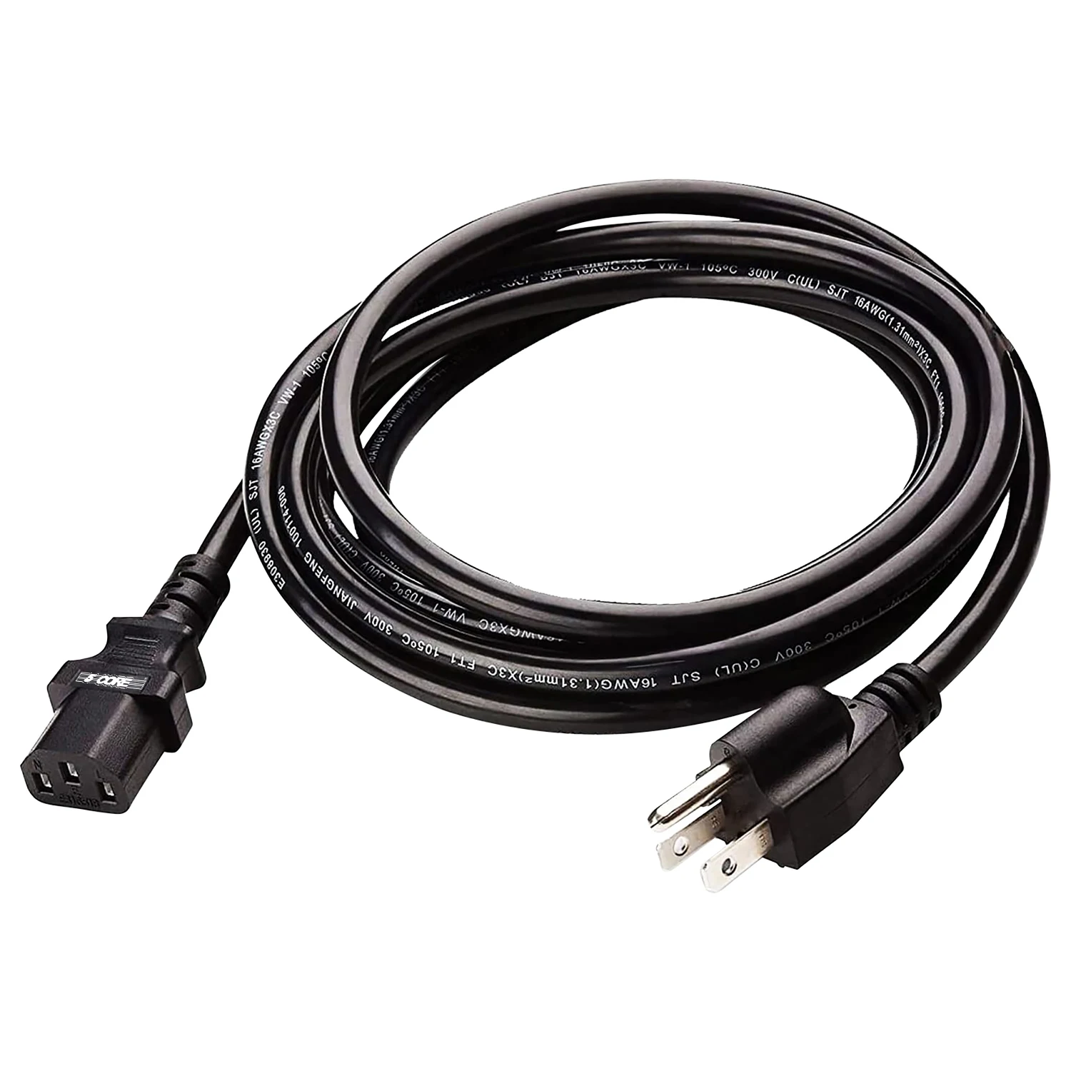 5 Core AC Power Extension Cord 10Ft 3 Prong Adapter 16AWG/2C 125V 13A US Male to Female PC 1002