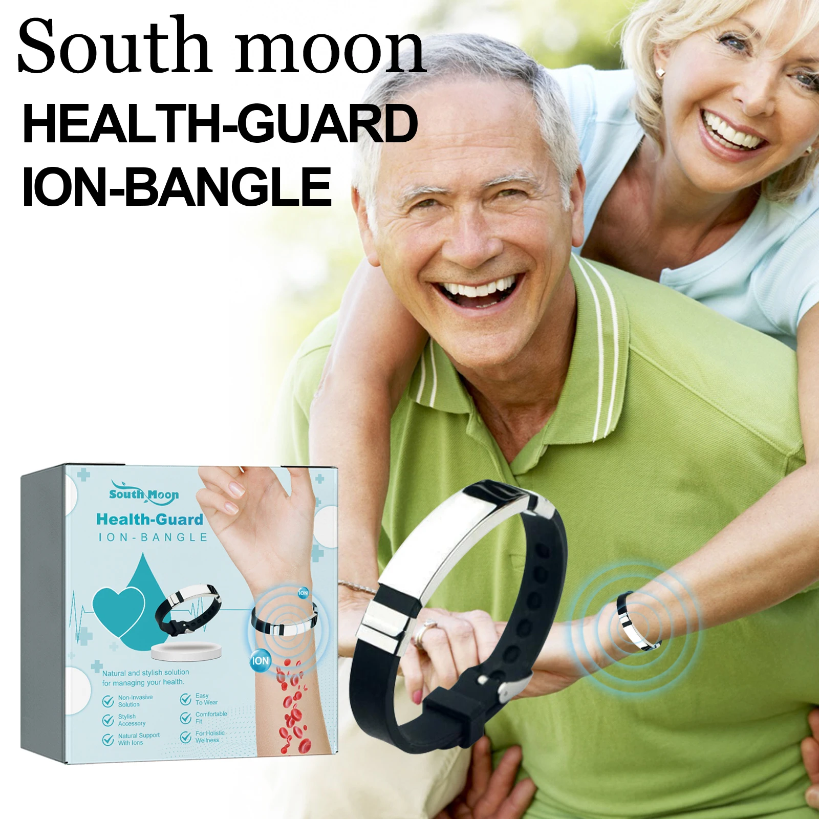 

Браслет для ухода за телом South Moon, стимулирует кровообращение, уменьшает стресс, успокаивает, снимает настроение, головную боль, уменьшает дискомфорт