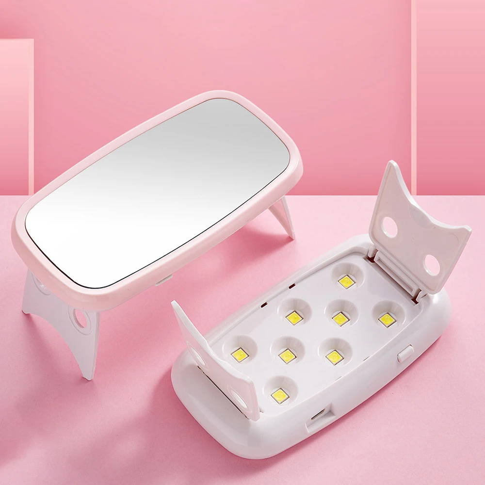 CNHIDS LED Lamp With Makeup Mirror USB Plug UV Nail Drying Lamp Light Portable Gel Nail Polish Dryer Home Use Manicure Tools