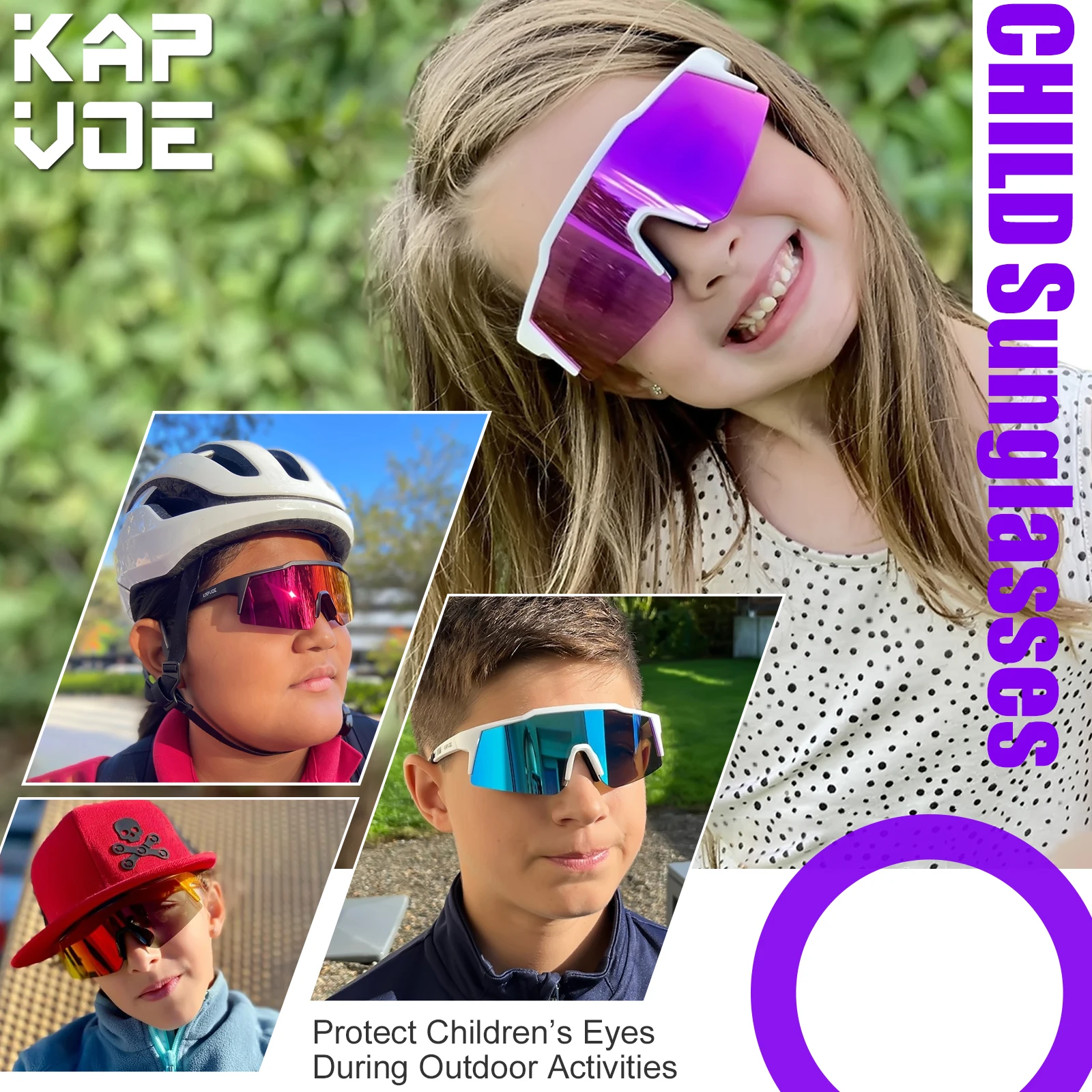 Kapvoe Photochromic Child Sunglasses UV400 Protection Sport Cycling Glasses Kids Boys Girls Fashion Bike Glasses Bicycle Eyewear