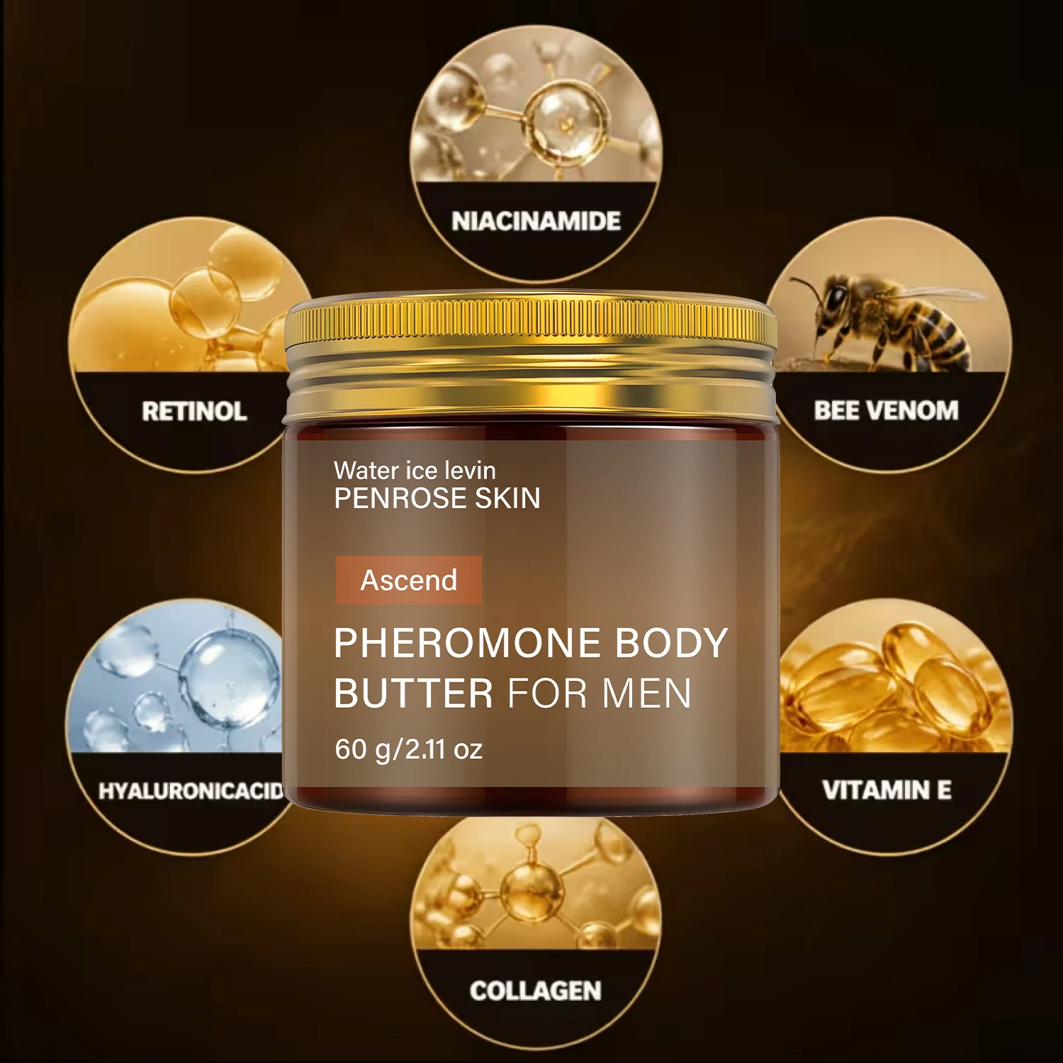 Water Ice Levin Men Body Butter Lotion Long Lasting Moisturizing Firming Fragranced Daily Whole Body Skin Care Cream 60g